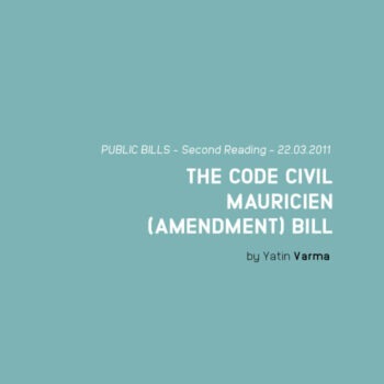 THE CODE CIVIL MAURICIEN (AMENDMENT) BILL (No. XV of 2010)