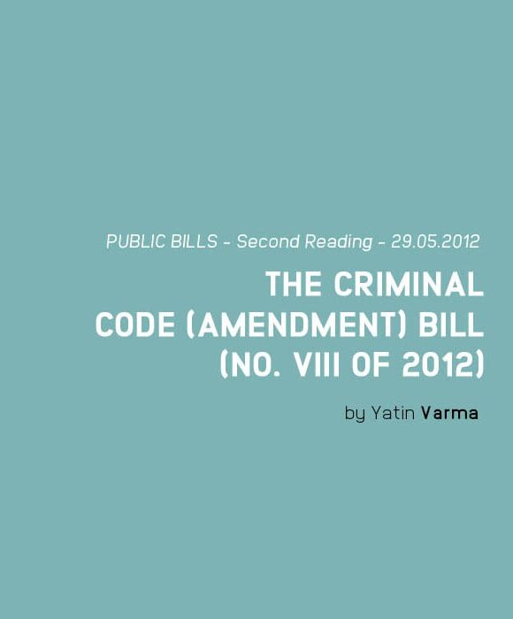 THE CRIMINAL CODE (AMENDMENT) BILL (No. VIII of 2012)