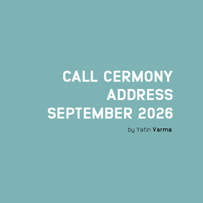 Call Cermony Address- September 2026 Call Cermony Address- September 2026